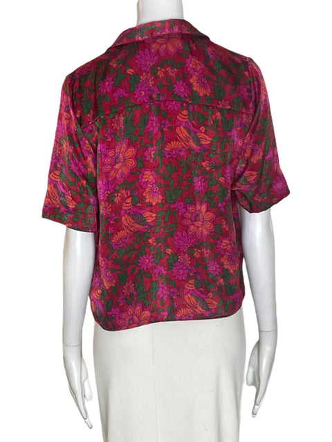 Blusa Zara Manga corta Cuello v Rojo - Talla M
