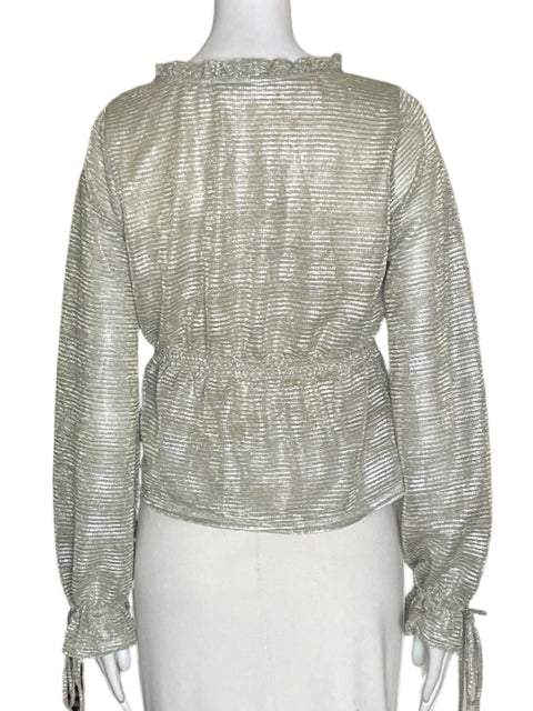 Blusa Line+dot Ruchas Manga larga Gris - Talla XS