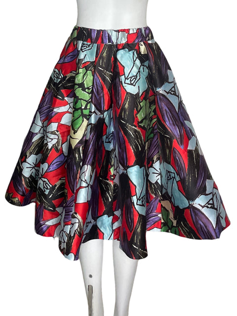 Falda Gracia Floral Vuelos Rojo - Talla L