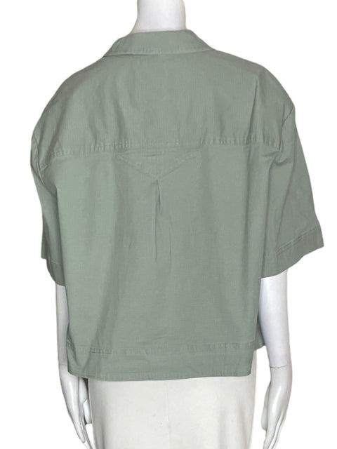 Chaqueta Habitual de Algodón Manga corta Botones Verde - Talla XL