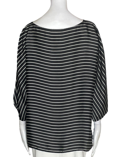 Blusa Chico's Rayas Cuello redondo Negro - Talla 2