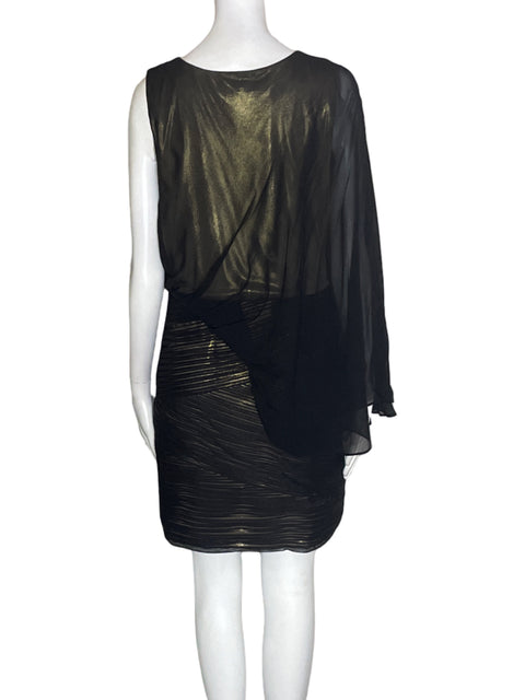 Vestido Bcbg Oneshoulders Midi Negro - Talla L