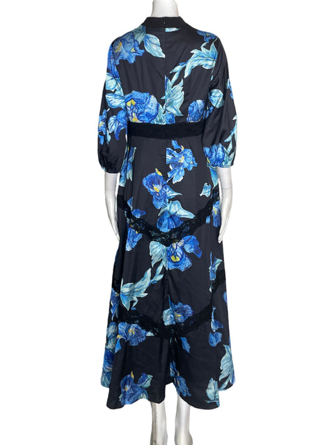 Vestido Moft Estampado Maxi Azul - Talla M