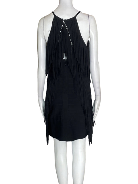 Vestido Alberto Makali Flecos Sin mangas Negro - Talla M