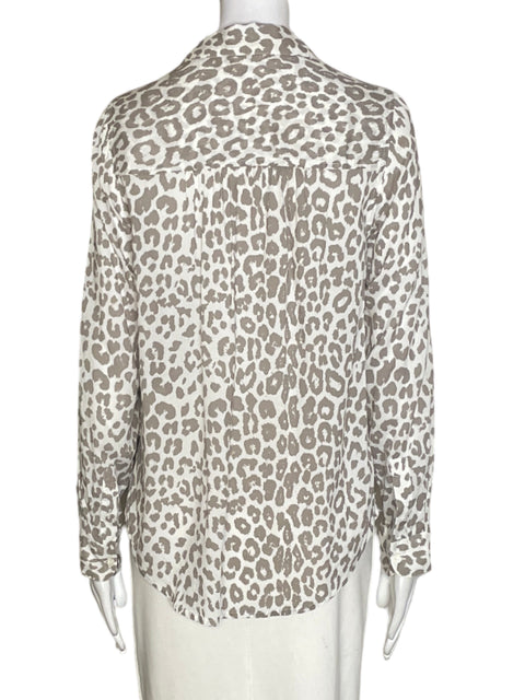 Camisa Lucky Brand Animal print Botones Beige - Talla S