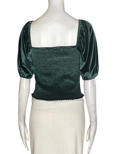 Blusa Naf Naf Abullonado Ajustado Verde - Talla S