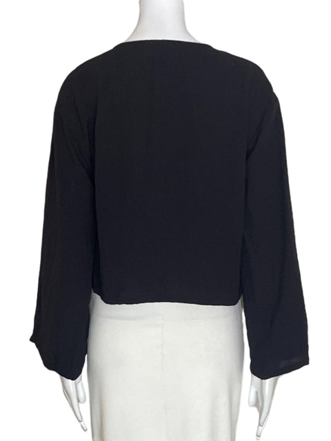 Blusa H&m Cuello v Manga larga Negro - Talla XXS