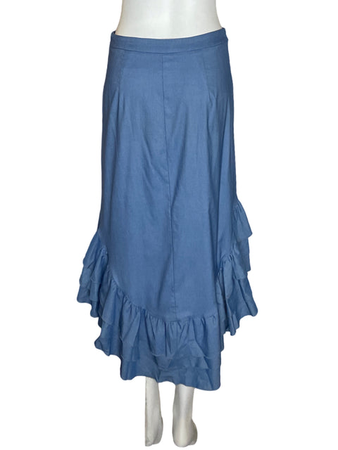 Falda Nylon Apparel Ruchas Asimétrico Azul - Talla M