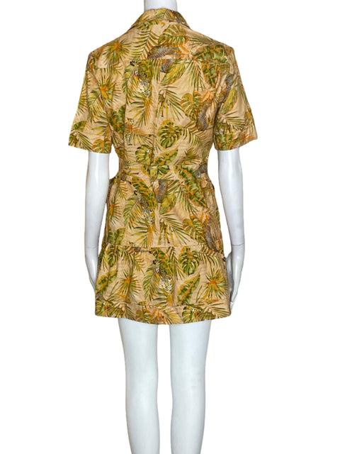 Vestido Desigual de Algodón Estampado Manga corta Amarillo - Talla M