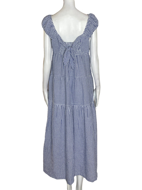Vestido Old Navy Maxi Cuadros Azul - Talla S