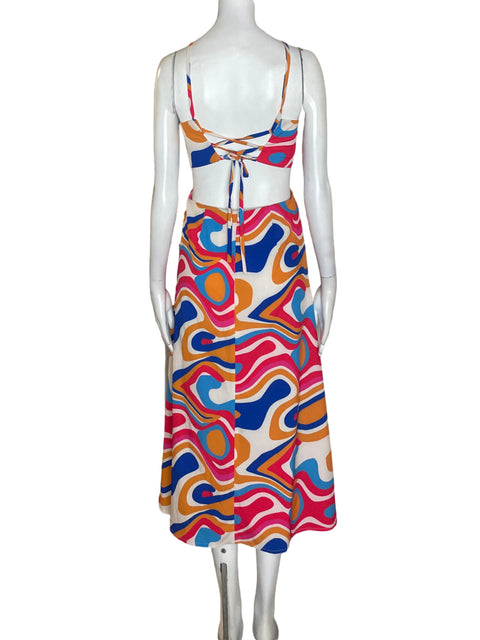 Vestido Zooca Estampado Halter Naranja - Talla 4