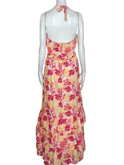 Vestido Du Paradise de Algodón Estampado Halter Rosado - Talla S