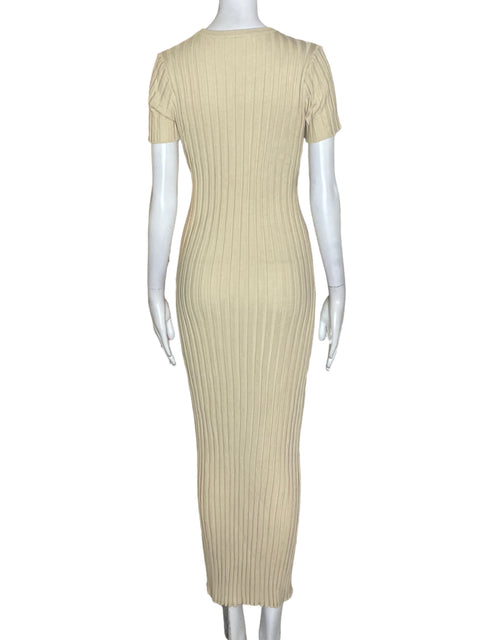 Vestido Tesoro Tps de Viscosa Ajustado Manga corta Beige - Talla S