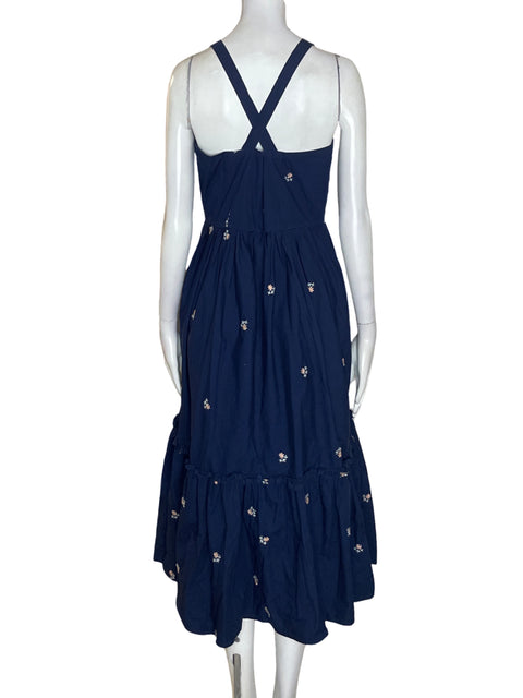 Vestido Tesoro Tps Tiras Midi Azul - Talla S