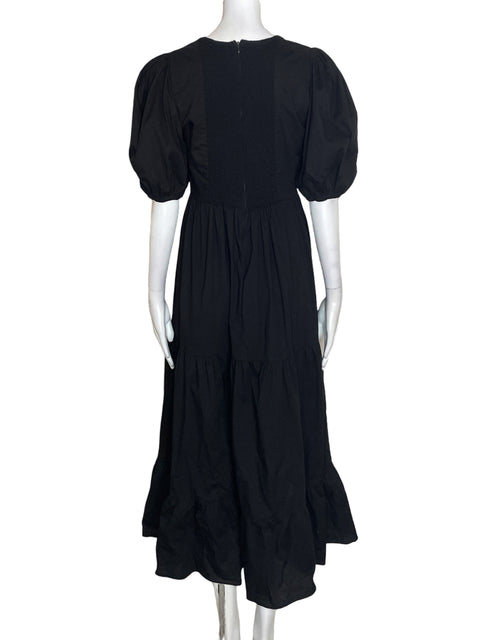 Vestido Tesoro Tps de Algodón Cuello v Abullonado Negro - Talla S