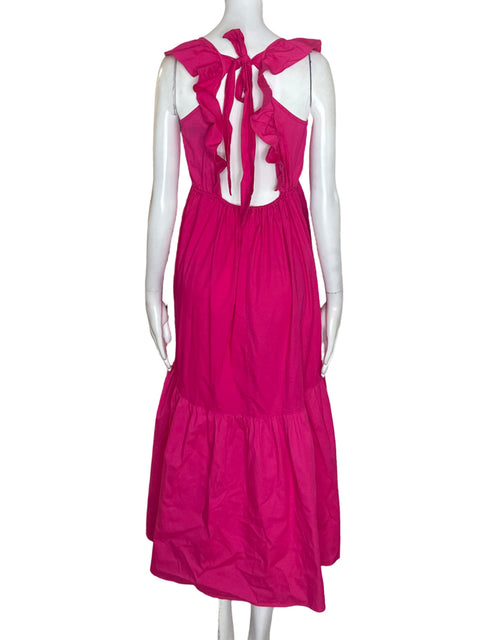 Vestido Tesoro Tps de Algodón Ruchas Maxi Rosado - Talla S