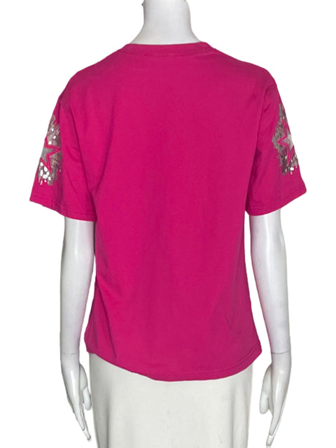 Camiseta Tesoro Tps de Algodón Estrella Lentejuelas Rosado - Talla S