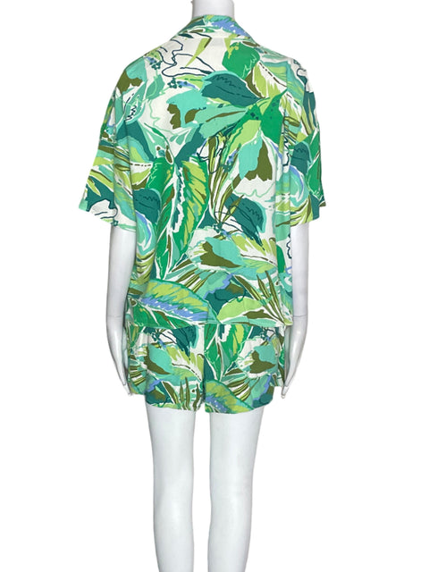 Conjunto Dress Forum Estampado Short/camisa Verde - Talla M