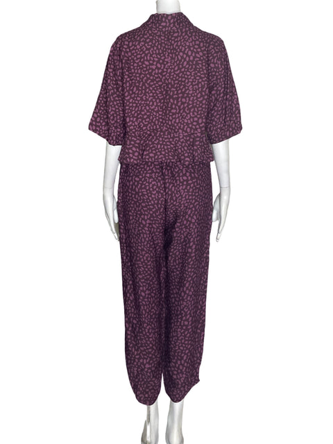 Conjunto Isy Blusa/pantalon Ruchas Morado - Talla M