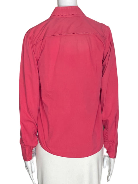 Camisa Barred de Algodón Manga larga Botones Rosado - Talla M