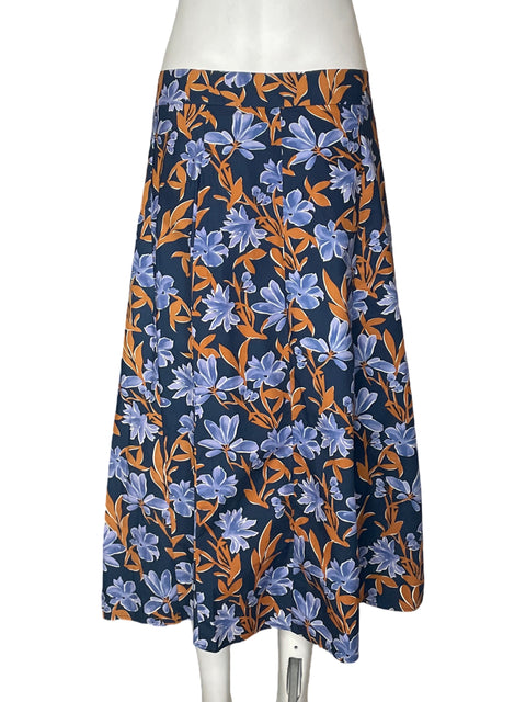 Falda Mango de Algodón Midi Azul - Talla M