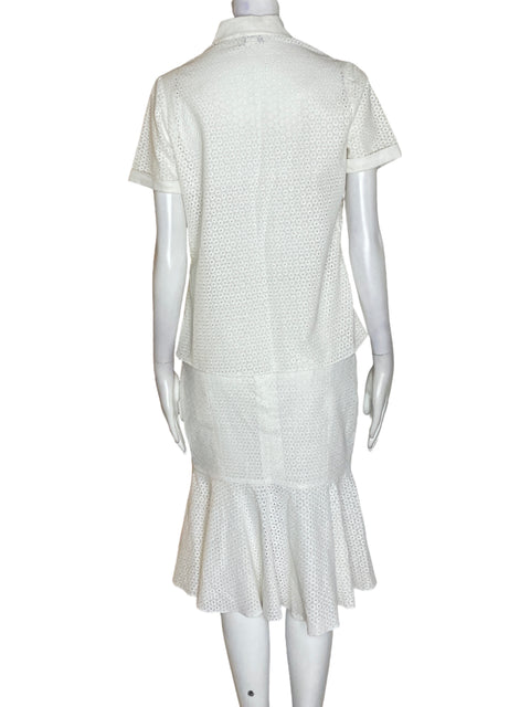 Conjunto Bassan Falda/camisa Vuelos Blanco - Talla S