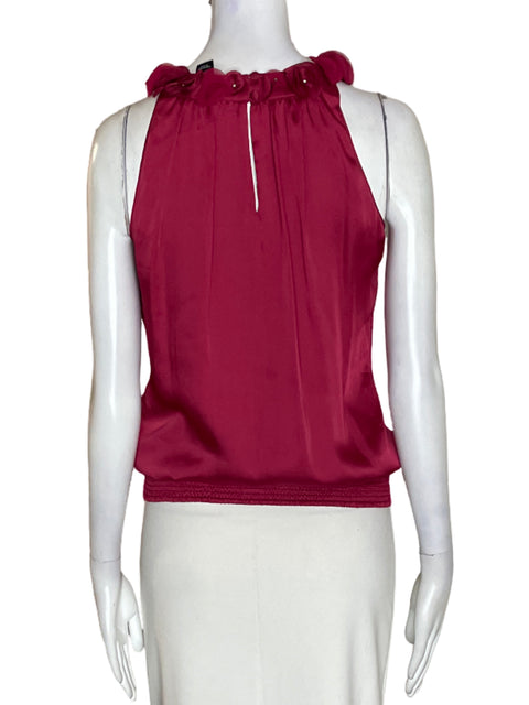 Blusa White House Black Market Apliques Flores Rojo - Talla XXS