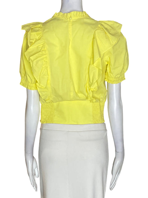 Blusa Milk & Honey Ruchas Abullonado Amarillo - Talla S