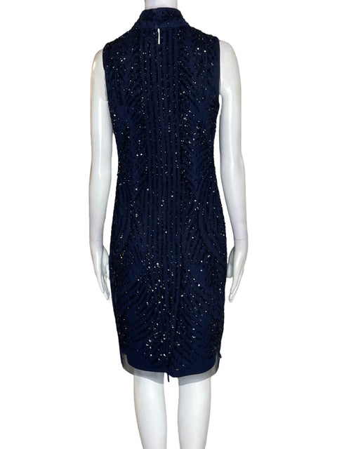 Vestido Adrianna Papell Brillo Sin mangas Azul - Talla 4