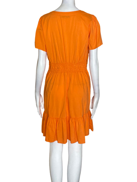 Vestido Loft Ruchas Manga corta Naranja - Talla M