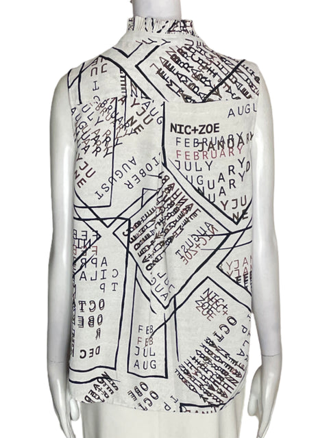 Blusa Nic+zoe Estampado Sin mangas Blanco - Talla S