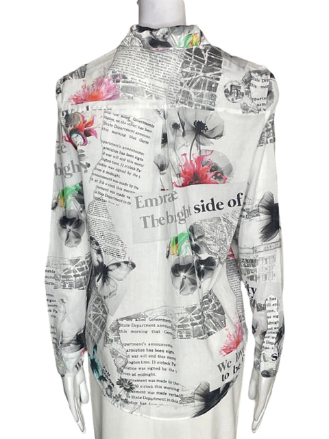 Camisa Desigual Estampado Botones Blanco - Talla S