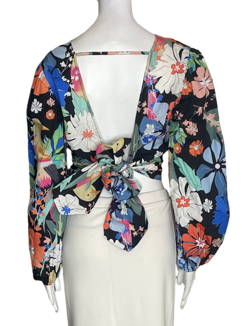 Blusa Conditions Apply de Algodón Abullonado Estampado Negro - Talla M