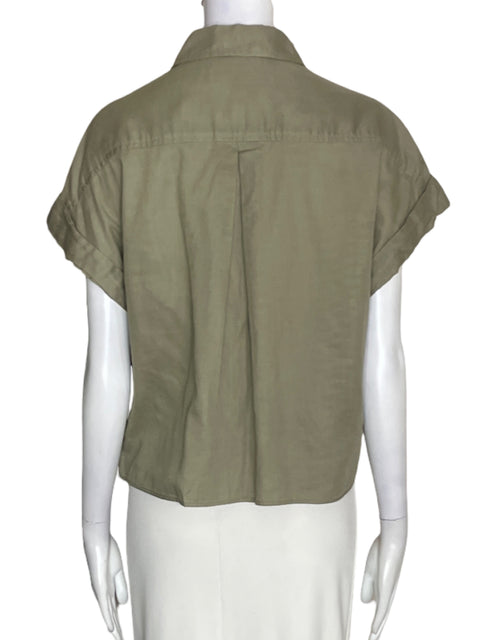 Blusa Banana Republic de Algodón Bolsillo Manga corta Verde - Talla S