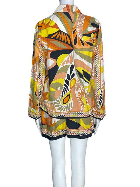 Conjunto Zara de Algodón Estampado Short/blusa Naranja - Talla M