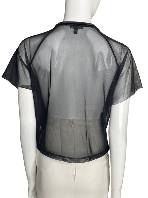 Blusa Express Transparente Manga corta Negro - Talla M