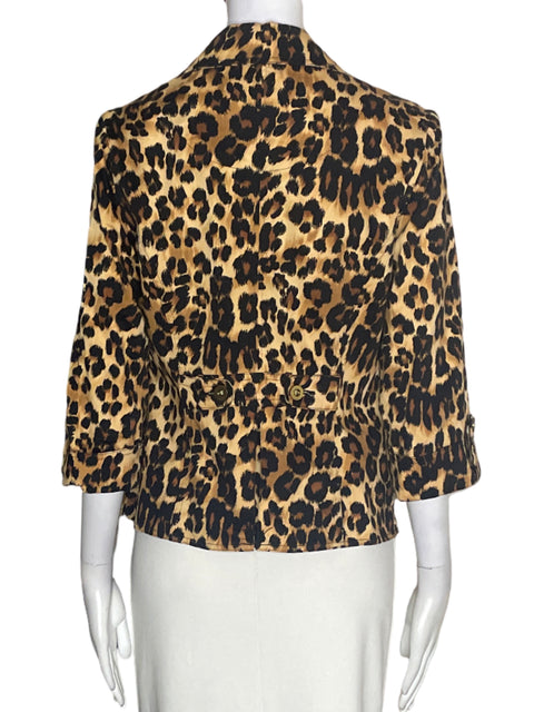 Chaqueta Chárter Club de Algodón Animal print Botones Marrón - Talla S