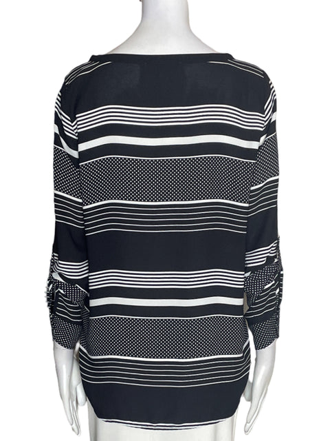 Blusa Ann Taylor Loft Rayas Cuello redondo Negro - Talla S