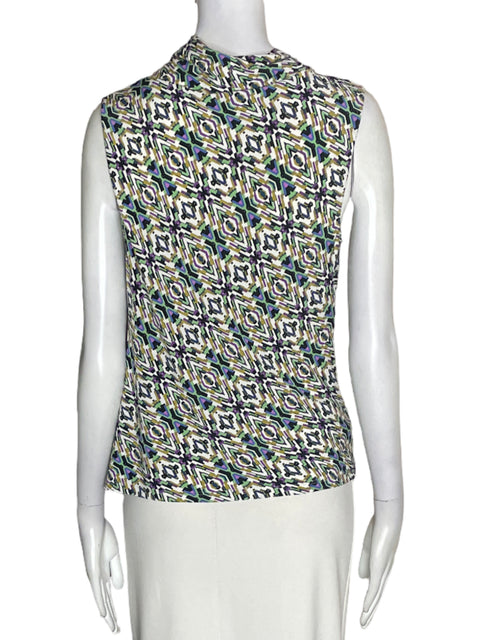Blusa Tahari Estampado Sin mangas Verde - Talla 6