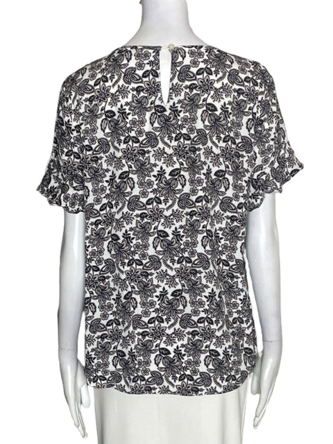 Blusa Loft Estampado Ruchas Negro - Talla S