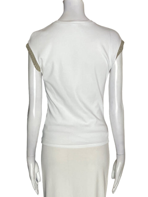 Blusa Zara Cuello redondo Sin mangas Blanco - Talla S