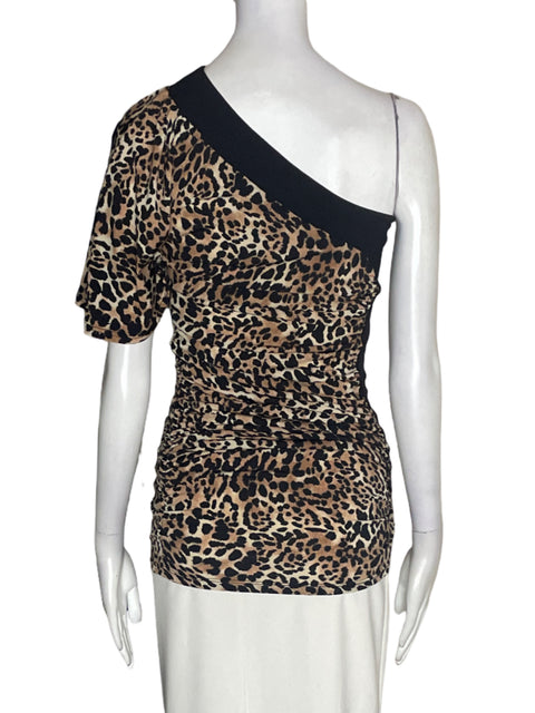 Blusa Banana Monkey Animal print Oneshoulders Marrón - Talla S