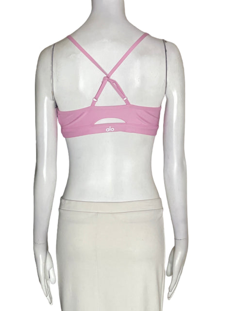 Top Alo Yoga Top Cruzado Rosado - Talla M