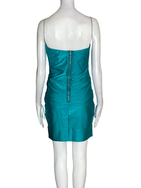 Vestido De Fiesta Rubber Ducky Strapless Mini Verde - Talla M