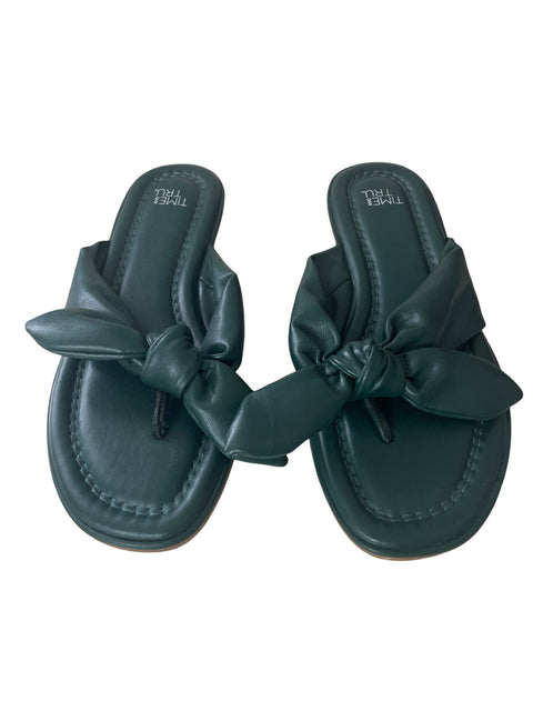 Sandalia Time And Tru Tiras Lazo Verde - Talla 7