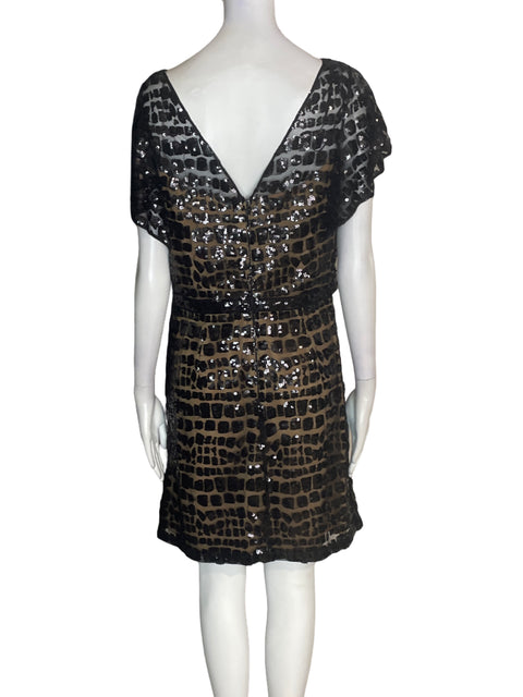Vestido Phoebe Couture Lentejuelas Midi Negro - Talla 8