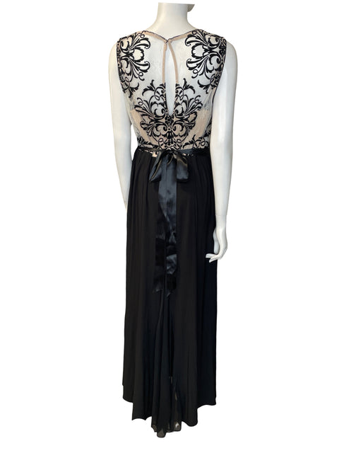 Vestido De Fiesta Betsy & Adan Encaje sin mangas Maxi Negro - Talla 14