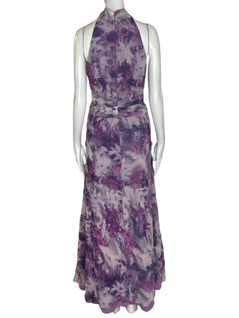 Vestido Tadashi Shoji Maxi Estampado Morado - Talla 6