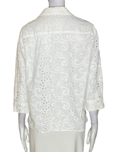 Blusa Zara de Algodón Manga larga Botones Blanco - Talla L
