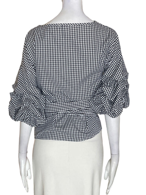 Blusa Pursue Cuadros Cruzado Negro - Talla U